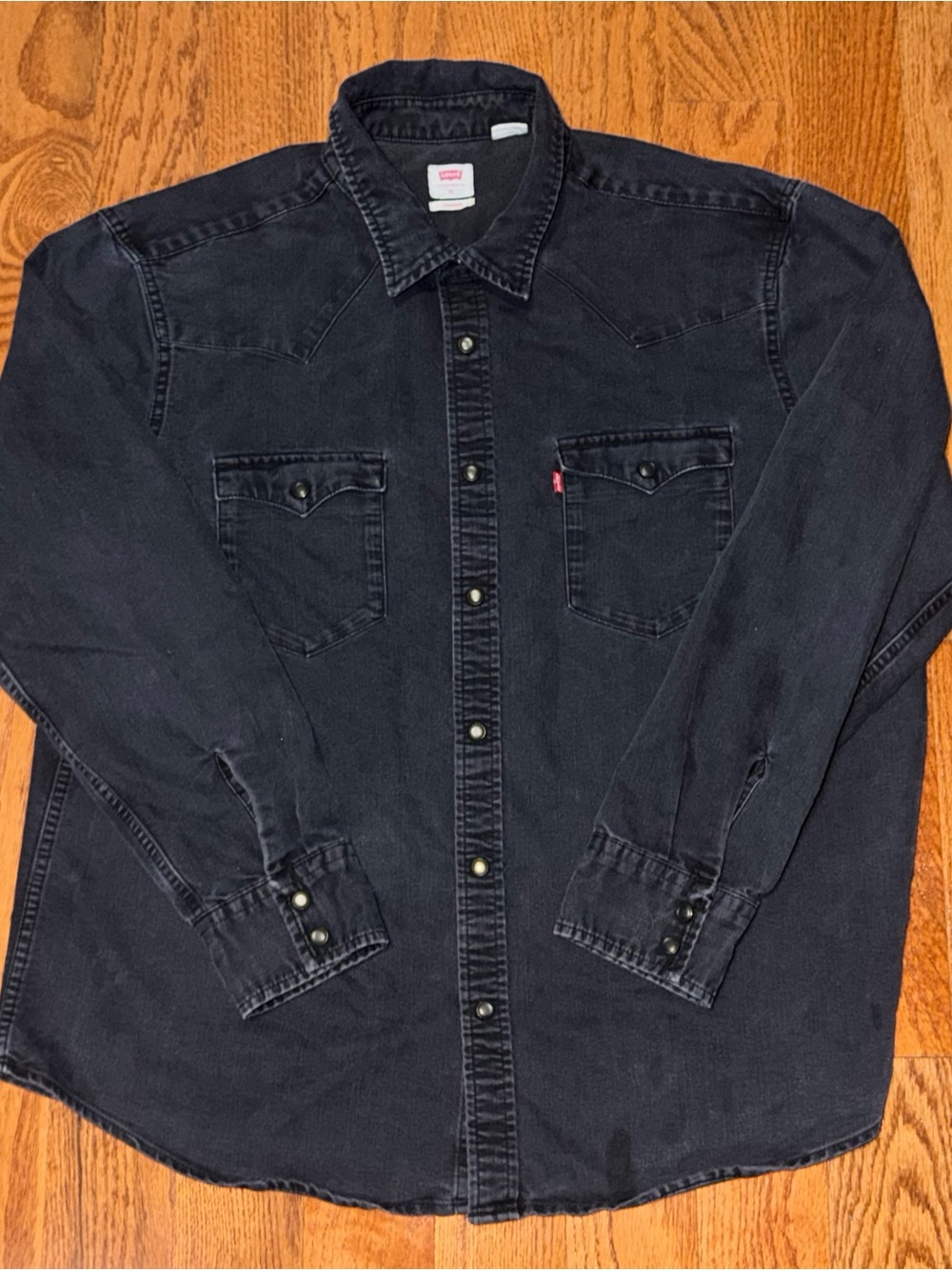 Levi's Men's Dark Black Denim Western Button-Down Shirt